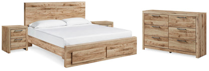 Hyanna King Panel Storage Bed, Dresser and 2 Nightstands
