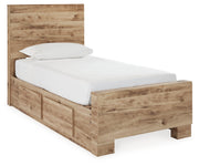 Hyanna Twin Panel Bed with 2 Side Storage, Dresser, Mirror and Chest