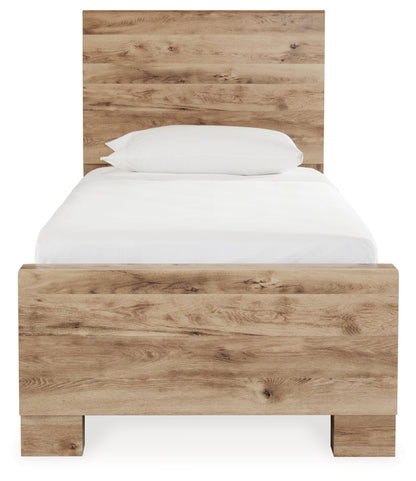 Hyanna Twin Panel Bed with 2 Side Storage, Dresser, Mirror, Chest and Nightstand