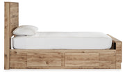 Hyanna Twin Panel Bed with 1 Side Storage, Dresser, Mirror, Chest and Nightstand