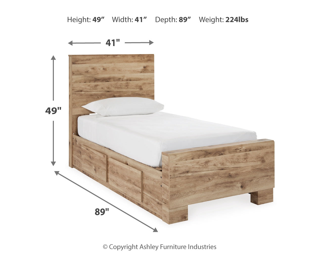 Hyanna Twin Panel Bed with Storage with Mirrored Dresser