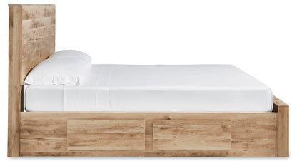 Hyanna King Panel Storage Bed with 2 Under Bed Storage Drawers, Dresser and Mirror