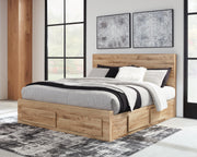 Hyanna Queen Panel Storage Bed with 2 Under Bed Storage Drawer, Dresser and Mirror