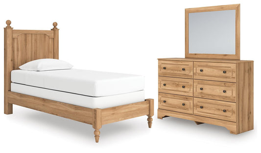 Aleaport Twin Panel Bed with Mirrored Dresser