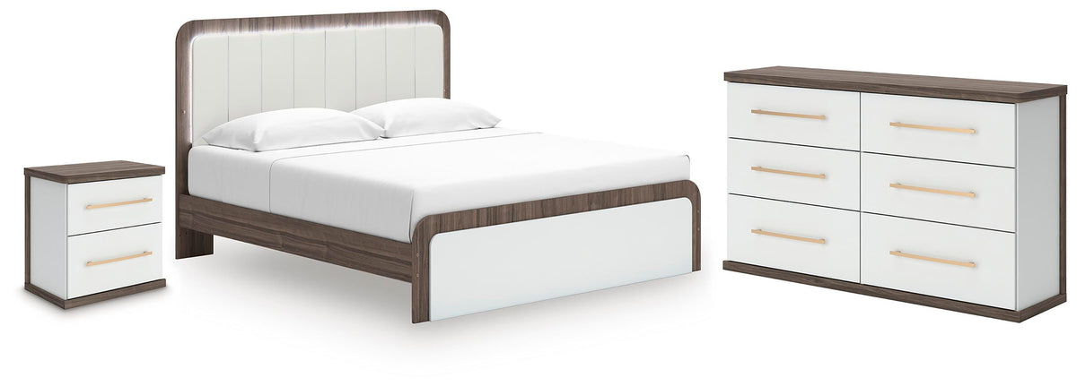 Mazilar King Platform Bed, Dresser, Mirror and Nightstand