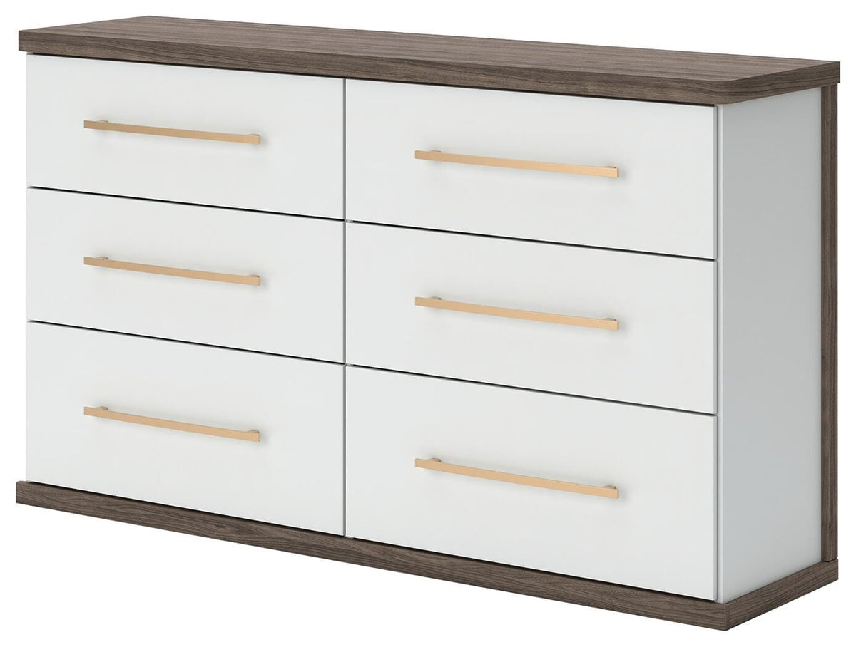 Mazilar King Upholstered Bed, Dresser and Nightstand