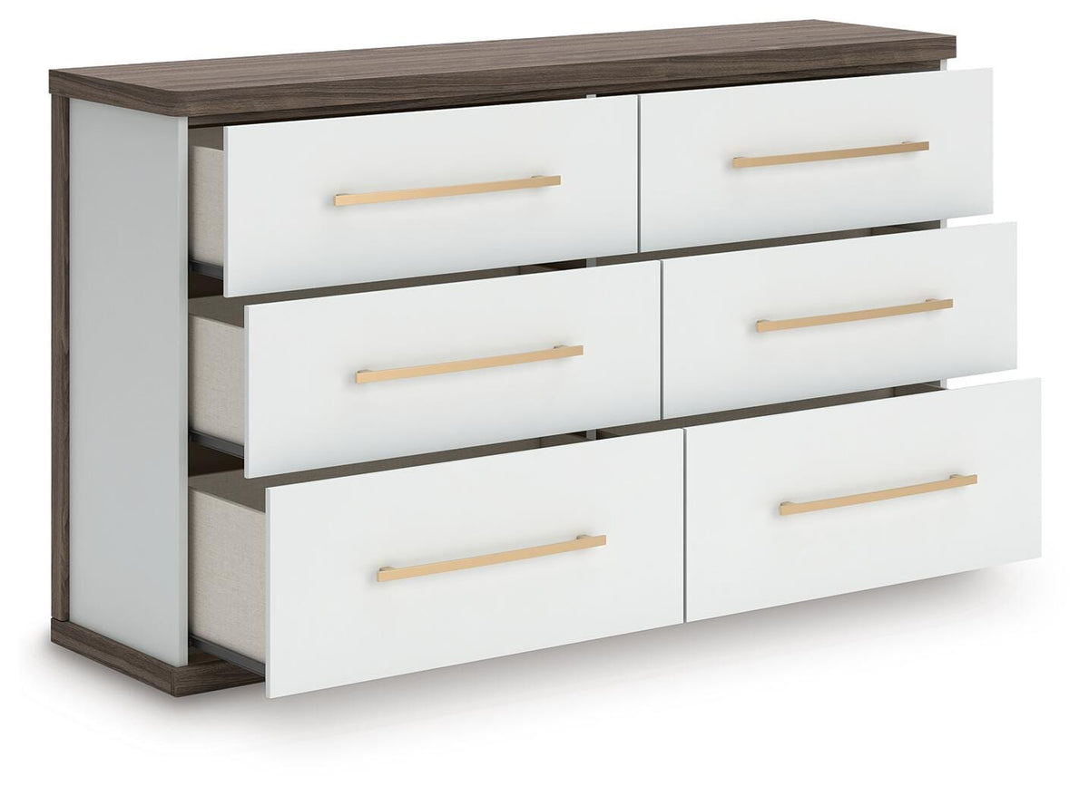 Mazilar King Upholstered Bed, Dresser and Nightstand