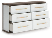 Mazilar King Upholstered Bed, Dresser and Nightstand