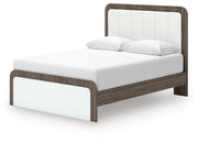 Mazilar Queen Upholstered Platform Bed, Dresser and Mirror