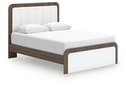 Mazilar Queen Upholstered Platform Bed, Dresser and Mirror