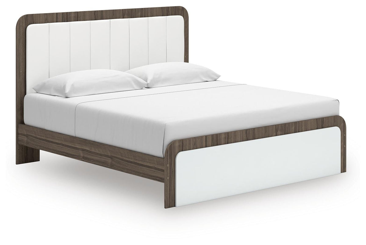 Mazilar King Upholstered Bed, Dresser and Nightstand