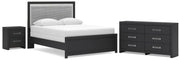juego de recámara Raechalla Queen Upholstered Panel Bed 3PC