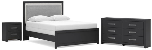 Raechalla Queen Upholstered Panel Bed 3PC Bedroom Set