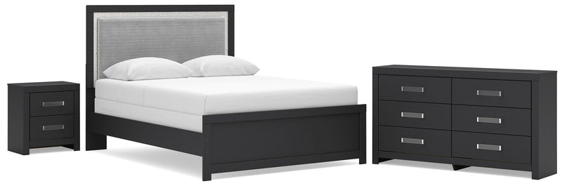 juego de recámara Raechalla Queen Upholstered Panel Bed 3PC