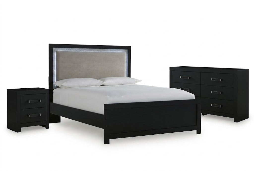 Raechalla Queen Upholstered Panel Bed 3PC Bedroom Set