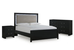 Raechalla Queen Upholstered Panel Bed 3PC Bedroom Set
