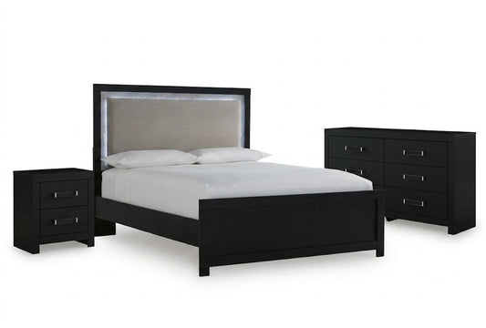 Raechalla Queen Upholstered Panel Bed 3PC Bedroom Set