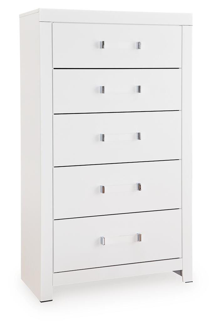 Raechalla Five Drawer Chest in Matte White