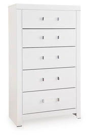 Raechalla Five Drawer Chest in Matte White