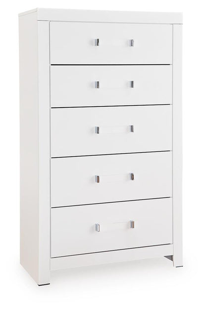 Raechalla Five Drawer Chest in Matte White