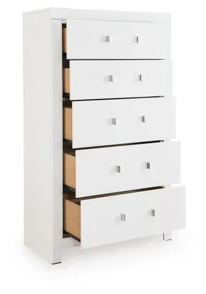 Raechalla Five Drawer Chest in Matte White
