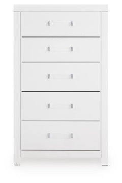 Raechalla Five Drawer Chest in Matte White