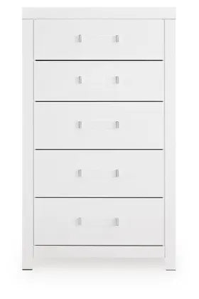 Raechalla Five Drawer Chest in Matte White