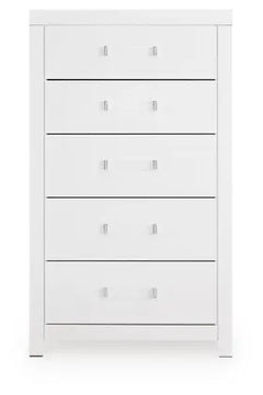 Raechalla Five Drawer Chest in Matte White
