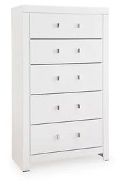 Raechalla Five Drawer Chest in Matte White
