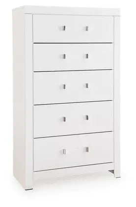 Raechalla Five Drawer Chest in Matte White