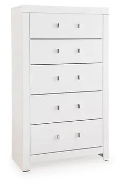 Raechalla Five Drawer Chest in Matte White