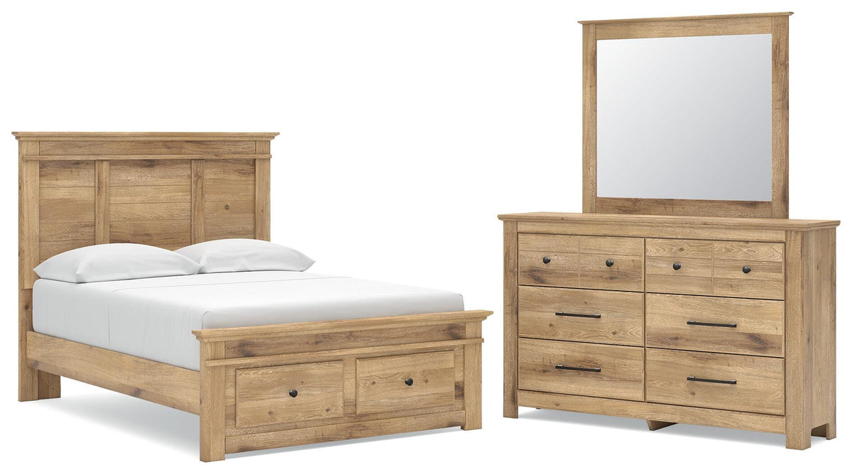 Makidern Full Panel Storage Bed, Dresser and Mirror