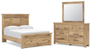 Makidern Full Panel Storage Bed, Dresser and Mirror