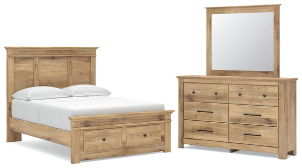 Makidern Full Panel Storage Bed, Dresser and Mirror