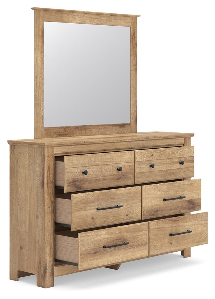 Makidern Full Panel Bed, Dresser and Mirror