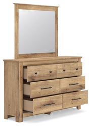 Makidern Queen Panel Storage Bed, Dresser and Mirror