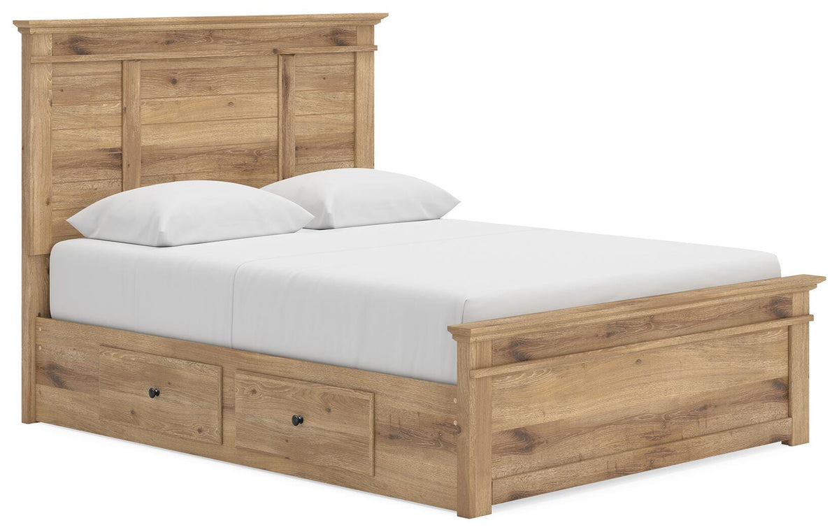 Makidern Queen Panel Storage Bed, Dresser and Mirror