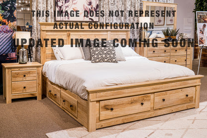 Makidern Queen Panel Storage Bed, Dresser, Mirror, Chest and Nightstand