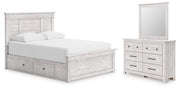 Makidern Queen Panel Storage Bed, Dresser and Mirror