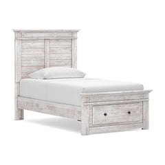 Makidern Twin Panel Storage Bed, Dresser and Mirror