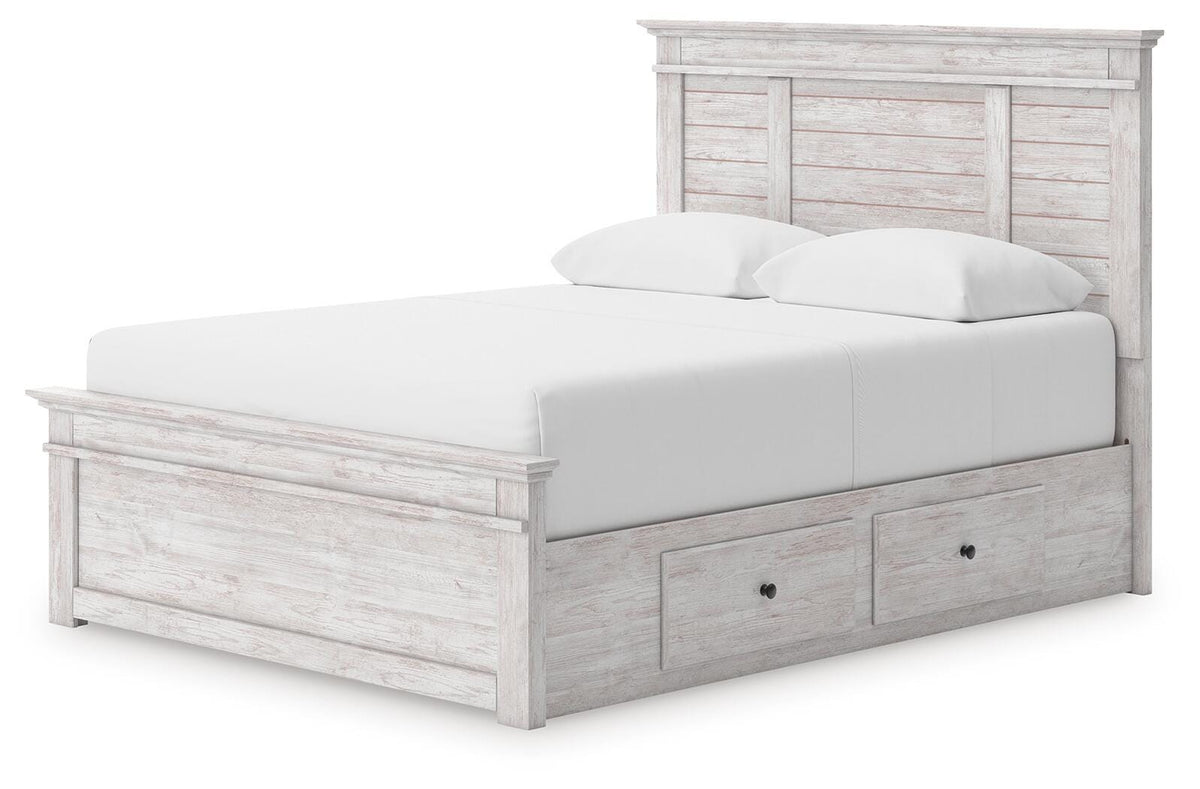 Makidern Queen Panel Storage Bed, Dresser and Mirror