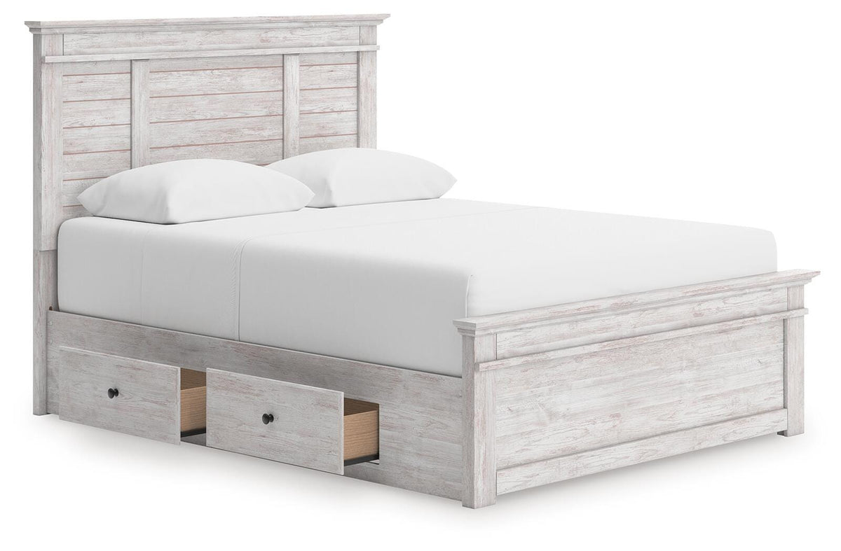 Makidern Queen Panel Storage Bed, Dresser and Mirror