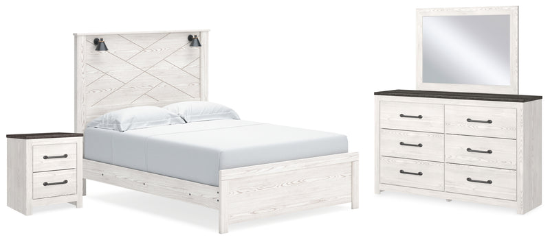 Gerridan 4PC Queen Bedroom Set with Mirrored Dresser & Nightstand