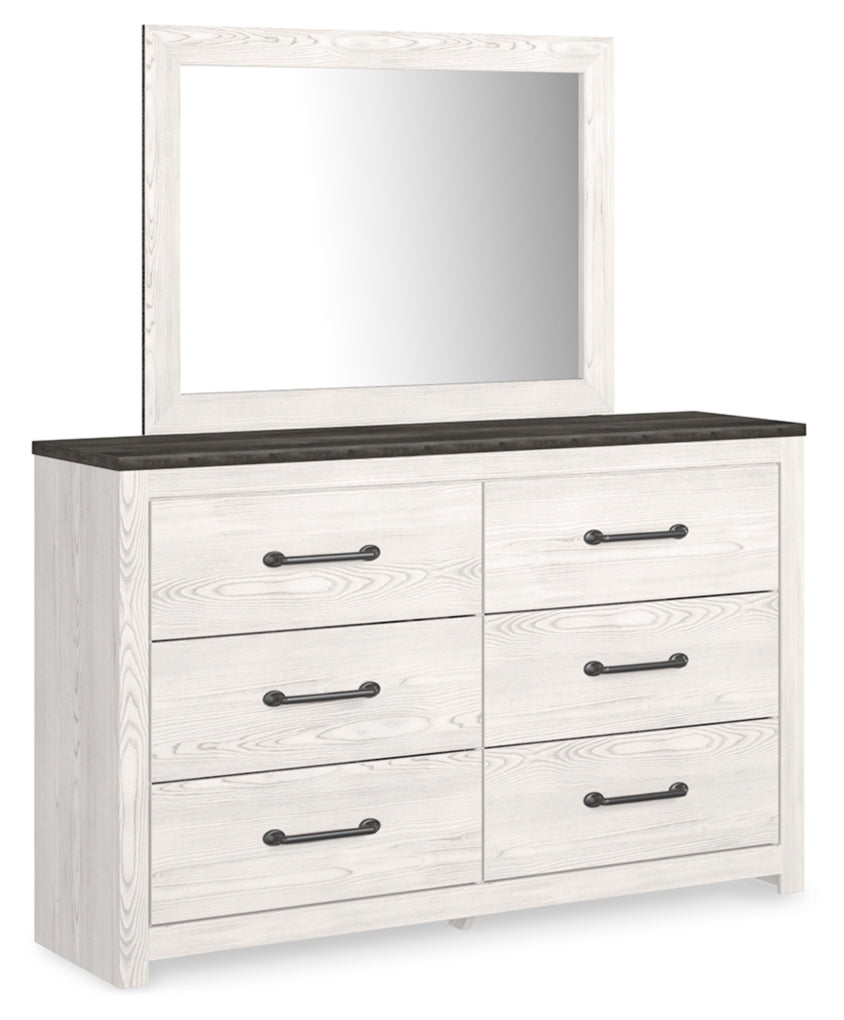 Gerridan King Panel Bed with Mirrored Dresser, Chest and Nightstand