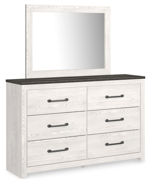 Gerridan King Panel Bed with Mirrored Dresser, Chest and Nightstand