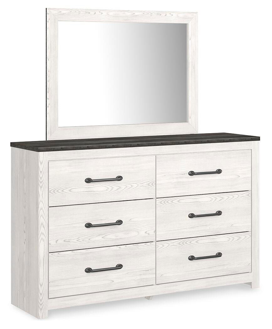 Gerridan 4PC Queen Bedroom Set with Mirrored Dresser & Nightstand