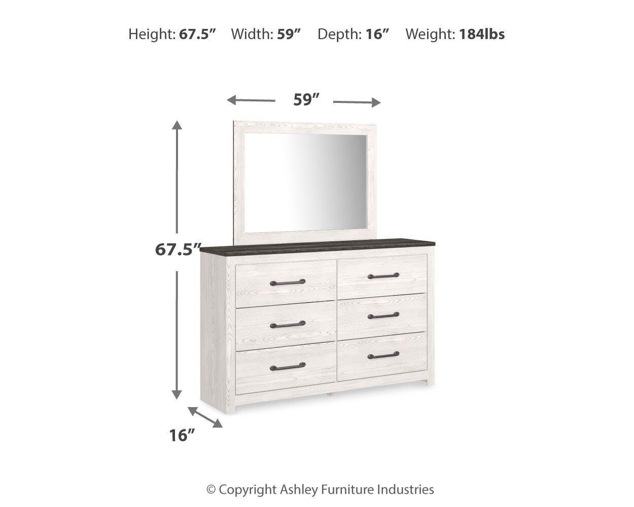 Gerridan 4PC Queen Bedroom Set with Mirrored Dresser & Nightstand