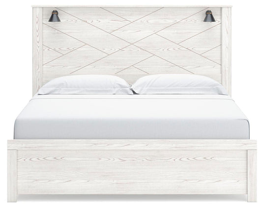 Gerridan King Panel Bed with Mirrored Dresser and Nightstand