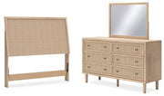 Cielden Full Panel Headboard with Mirrored Dresser