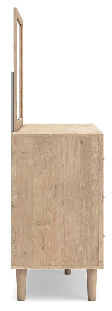 Cielden Queen Panel Bed with Mirrored Dresser